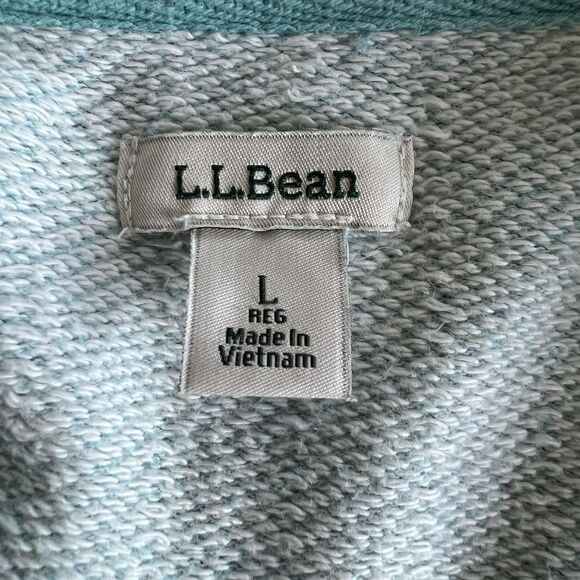 L.L.Bean Sweatshirt Womens Large Blue Green Raglan Textured Sleeves Pullover - Picture 6 of 9